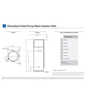 Haier Monoblock 250L Heat Pump Water Heater HP250M1 - U1 - Sarros Hot WaterHaierHeat Pump